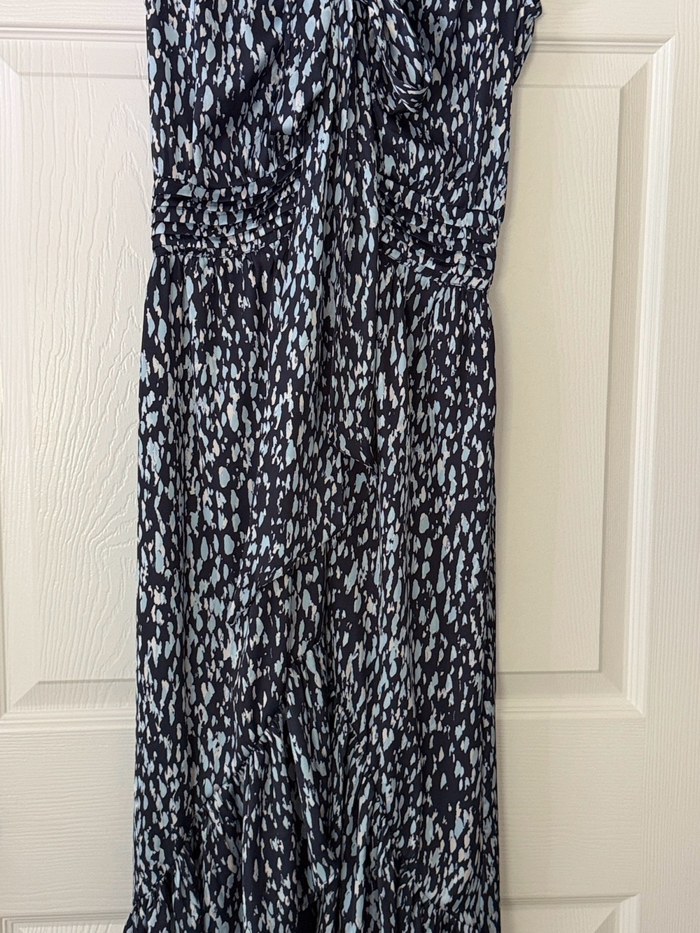 Ramy Brook Black Maxi Dress with Pale Blue Spot Pattern